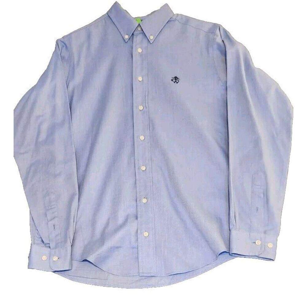 Brooks Brothers Button Down Oxford Shirt in Blue Size L Logo EUC - Slim Fit